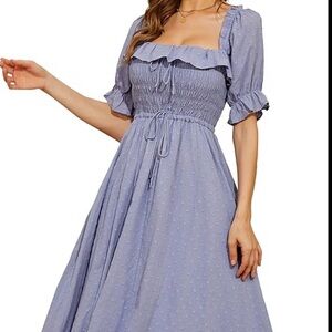 Cottagecore Blue Cotton Dress